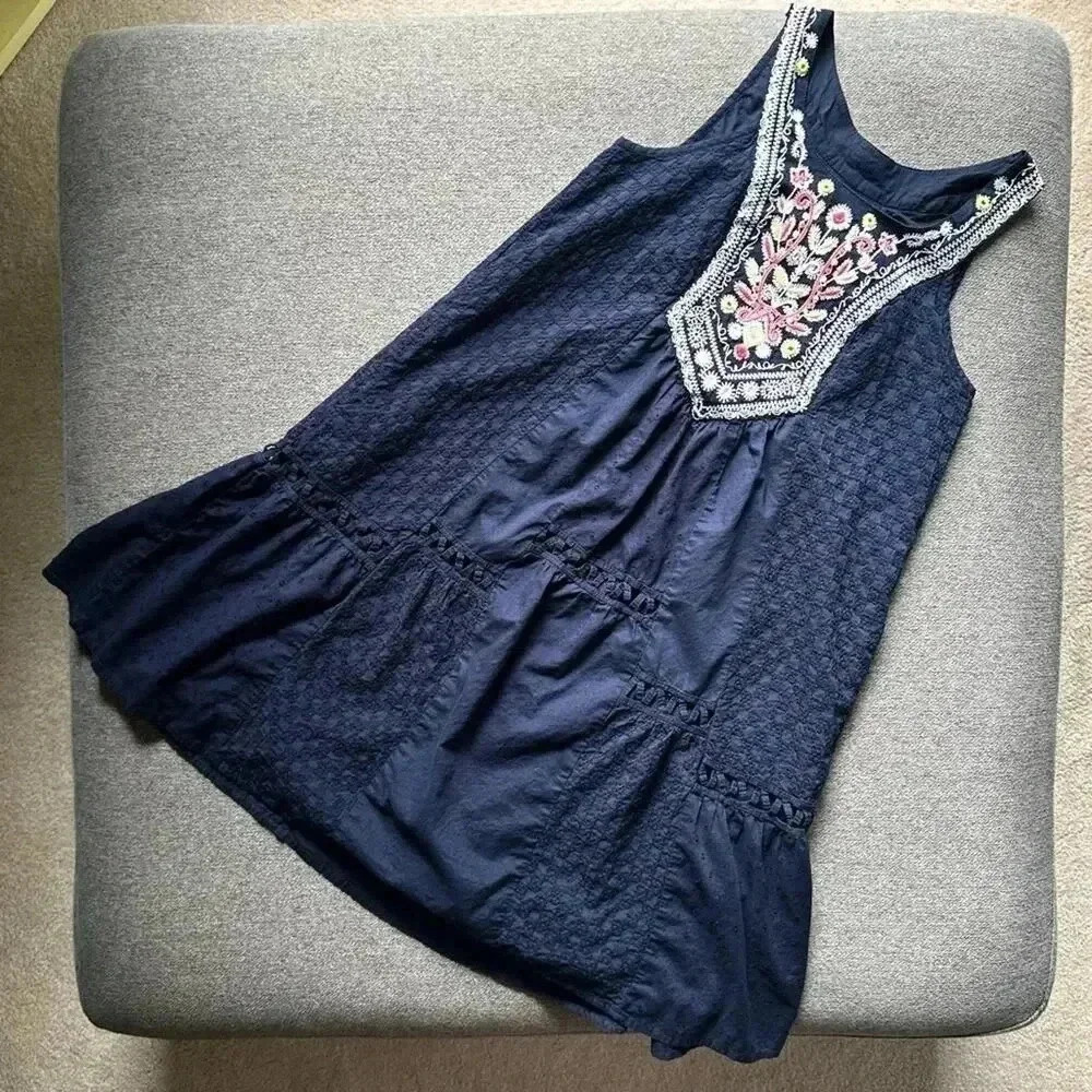 Anthropologie Maeve Navy Tisa Swing Dress Size 2